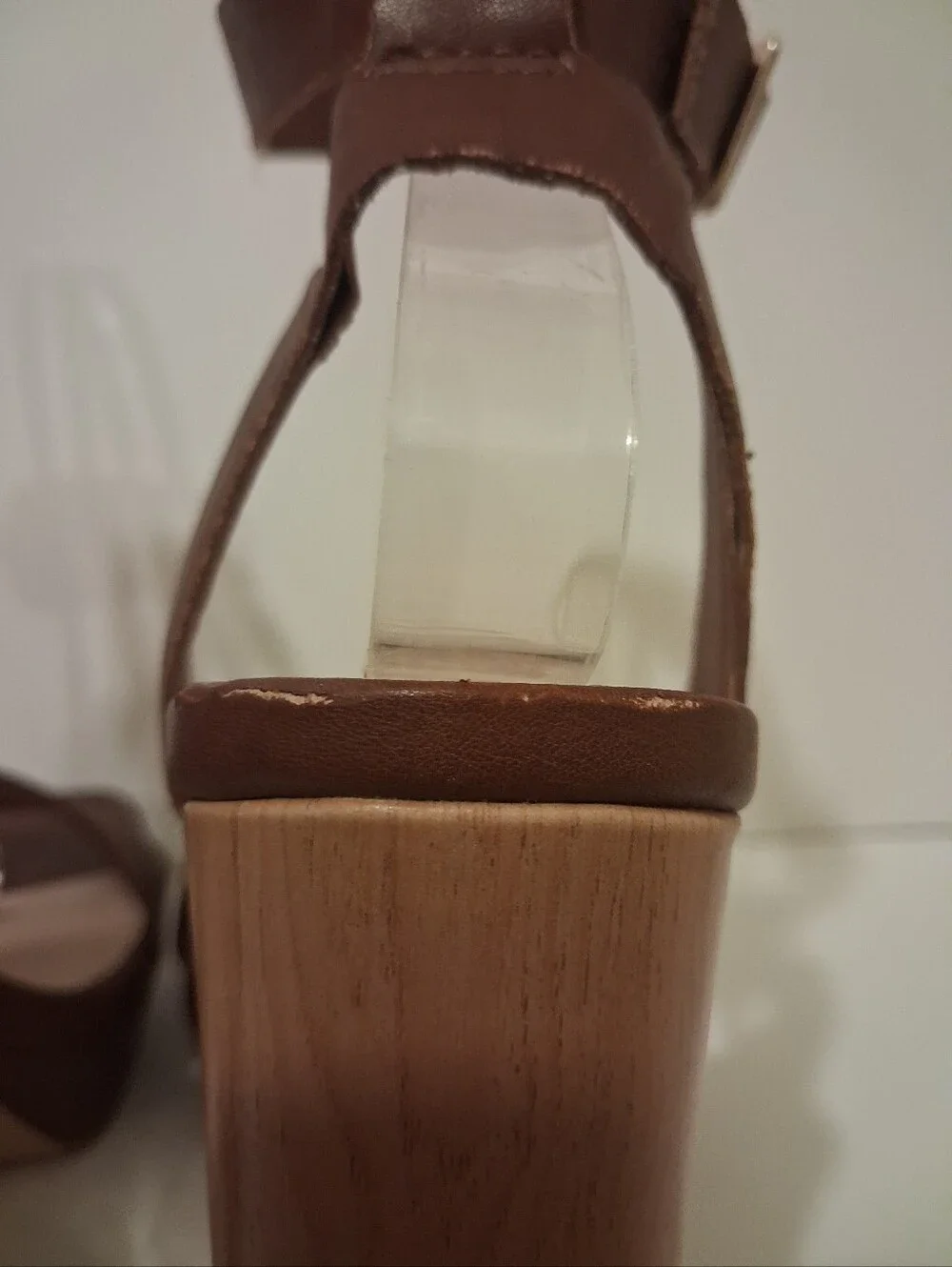 ALDO Brown Platform Block Heel Sandals Size 6 Ankle Strap Chunky Heels
